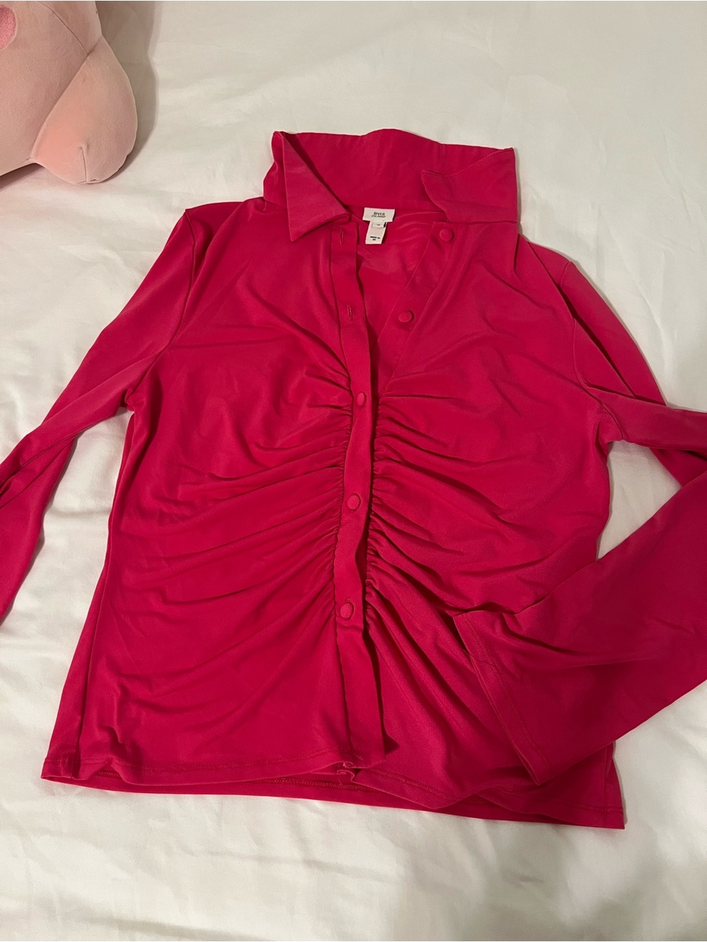 River Island Fuchsia Ruched Button-Front Top